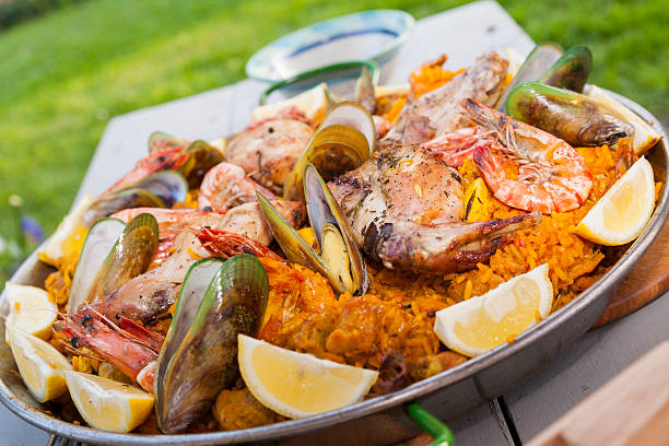 istock home-made paella in garden 505796730