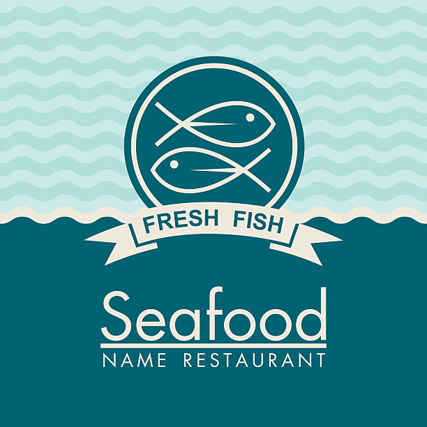 seafood menu design seafood menu design on a blue background seafood stock illustrations