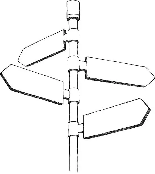 Vector illustration of Sketch Directional Sign