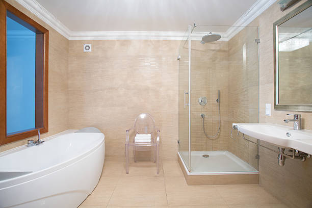 istock Bathroom with shower and bathtub 505801968