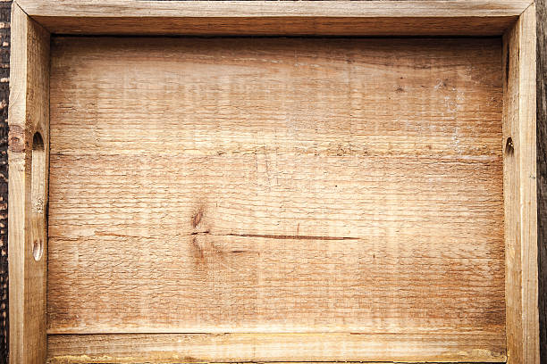 istock Wooden tray top view 505802238