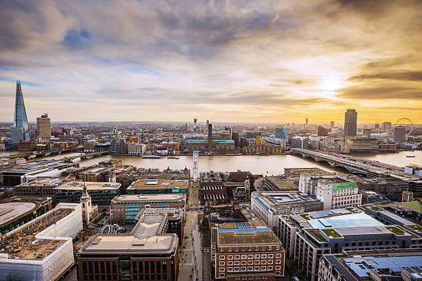 istock Panoramic skyline view of south London at sunset 505802756