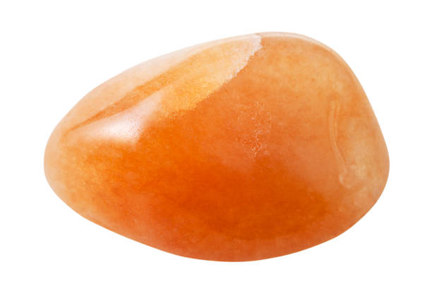 red aventurine gemstone isolated on white