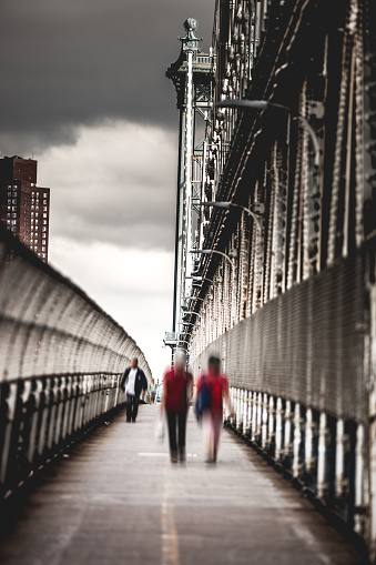 Crossing Manhattan Bridge in New York City.