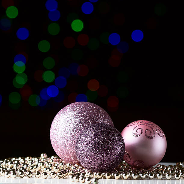 istock Shiny christmas balls on the black background 505823108