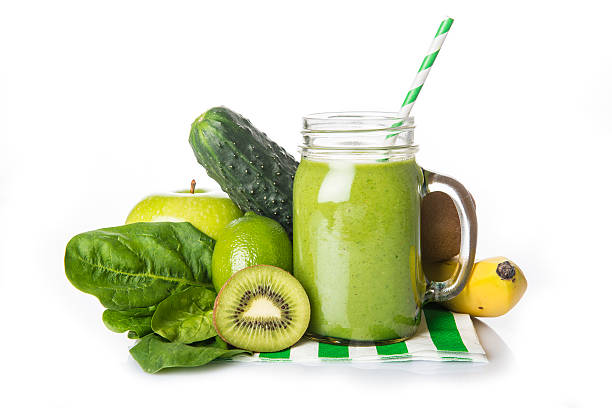 istock Green smoothie isolated on a white background 505824384