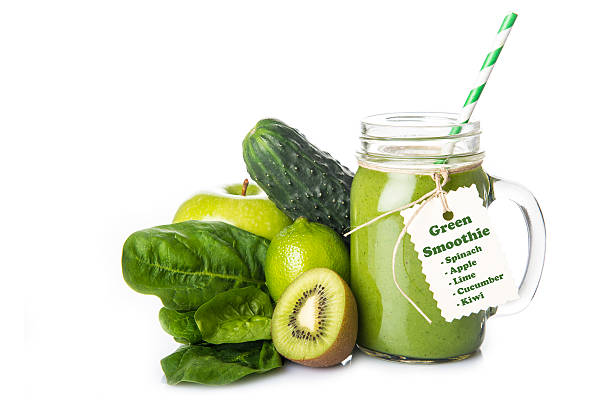 istock Green smoothie isolated on a white background 505825042