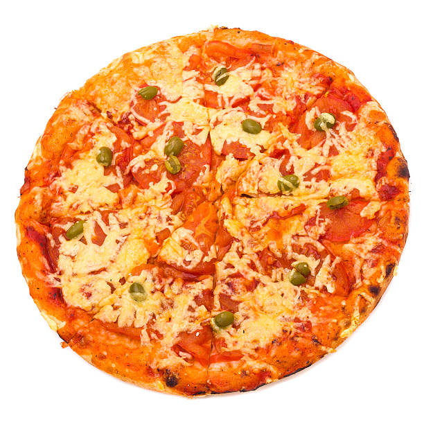 istock Pizza Margherita isolated over white background 505826908