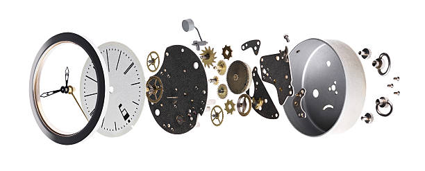 disassembled the clock disassembled the clock on a white background disassembling stock pictures, royalty-free photos & images
