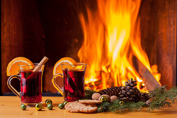 istock drinks and food at cozy fireplace 505827958