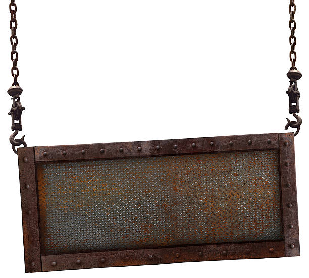 istock Old rusted steel plate on a white background. 505829670