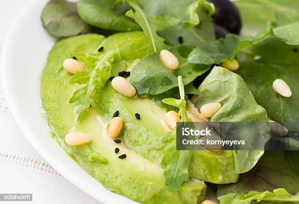 Salad With Avocado And Arugula Stock Photo - Download Image Now - Appetizer, Arugula, Avocado