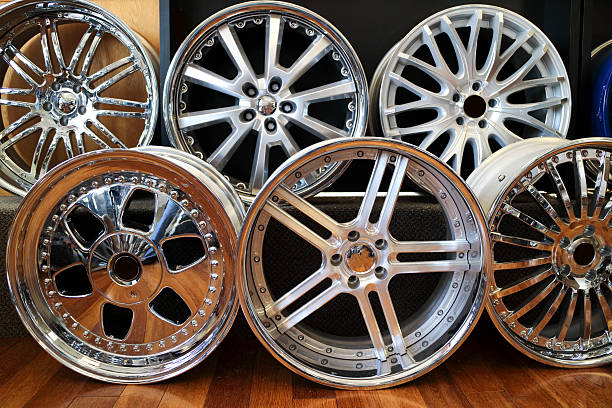 istock Custom alloy wheels on showroom floor. Bling, for your ride 505840706
