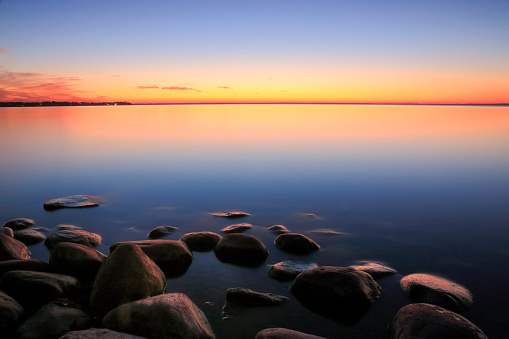 Sunset over water in Sibbald Point Provincial Park, Ontario, Canada