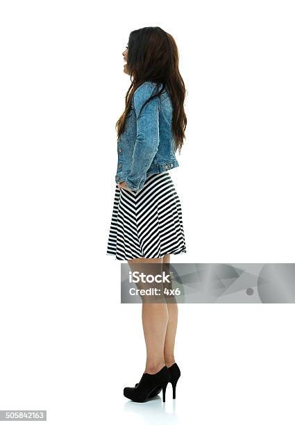 Smiling Fashionable Woman Looking Away Stock Photo - Download Image Now - African Ethnicity, Cut Out, Hand On Hip