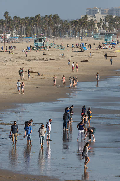 santa monica beach - santa monica beach santa monica pier malibu california - fotografias e filmes do acervo