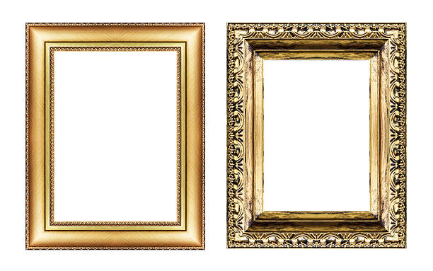 istock set of vintage golden frame , blank space  isolated on white 505843233