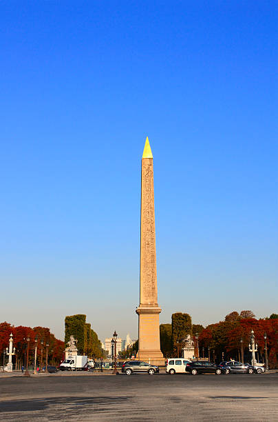 istock Egyptian Luxor obelisk with hieroglyphics on Place de la Concord 505843292