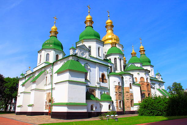 Kyiv, Ukraine - 5th of June 2009: Blue St.Michael church under blue sky. High quality photo