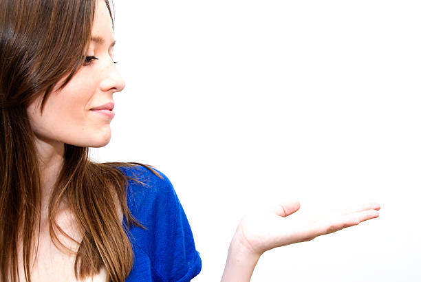 istock Beautiful  Woman  With His Open Hand 505844419