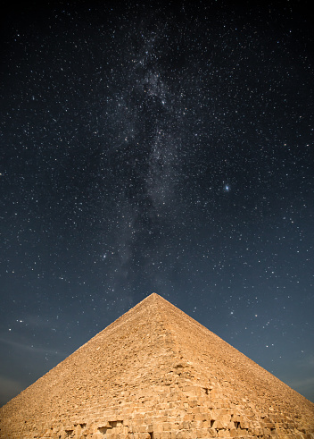 Milky Way. pyramids of the pharaohs in Giza. Cairo, Egypt