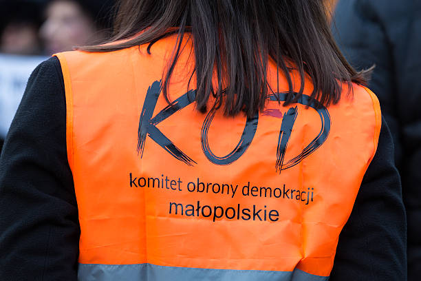 Cracow - The demonstration  of   KOD  for free media Cracow, Poland - January 9, 2016:  -  The demonstration of the Committee of the Defence  of the Democracy  KOD  for free media /wolne media/ and democracy against PIS government. Cracow , Poland solidarity labor union stock pictures, royalty-free photos & images