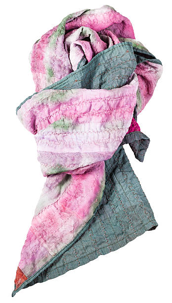 istock knotted sewing green and pink batik silk scarf 505845436