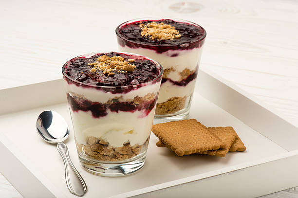 istock Healthy dessert with natural yogurt, biscuits and jam. 505847404