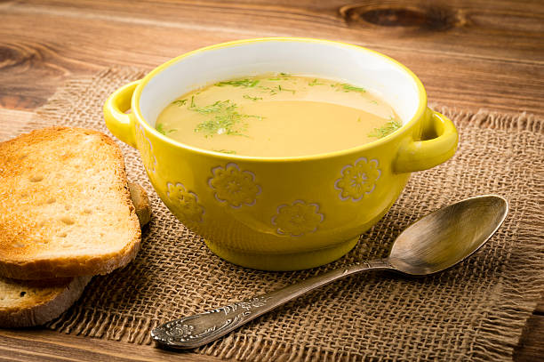 istock Peas soup in the yellow bowl. 505848396