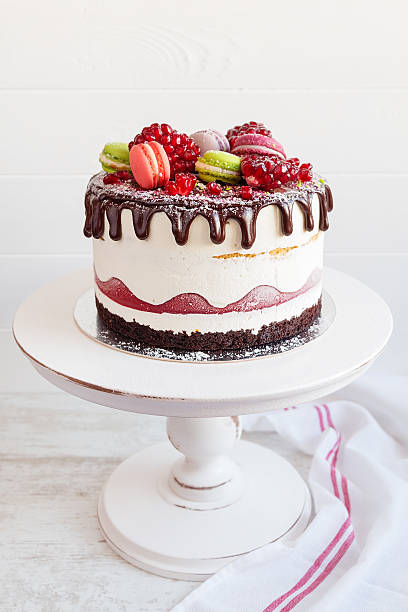 Pomegranate cake on white