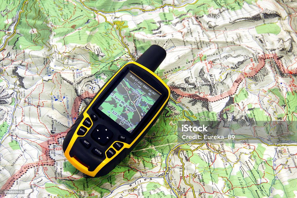 Receptor GPS e mapa. - Foto de stock de Sistema de Posicionamento Global royalty-free