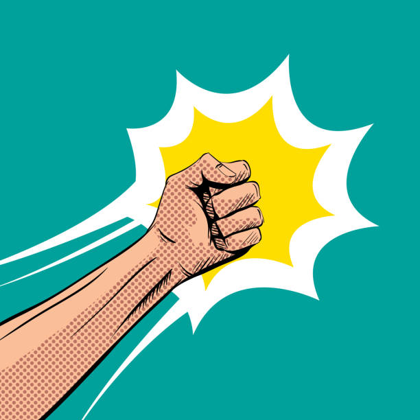 Fisticuff comic book pop art, vector illustration Fisticuff comic book pop art, hand drawn vector illustration popart hand stock illustrations