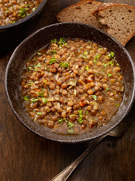 istock Lentil Soup with Crusty Bread 505851312