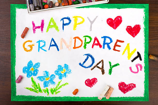 istock Colorful drawing: grandparents day card 505852872