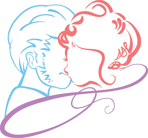 ilustrações, clipart, desenhos animados e ícones de dia dos namorados casal siluete - love husband kissing illustration and painting