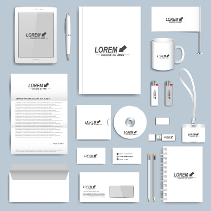 White set of vector corporate identity templates. Modern business stationery design.