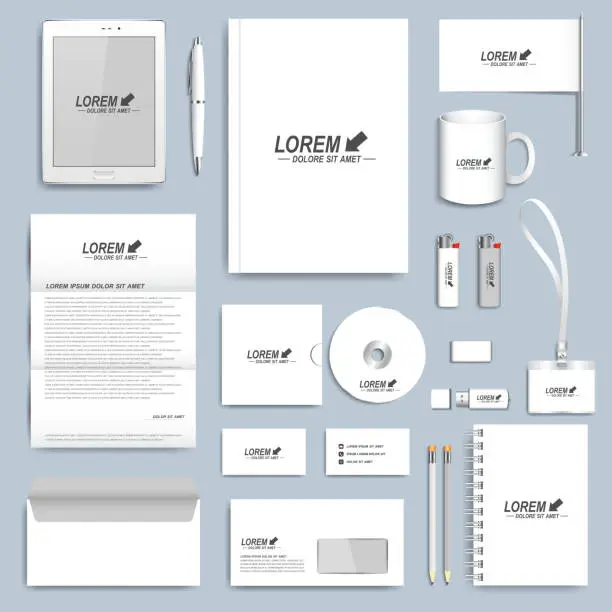 Vector illustration of White set of vector corporate identity templates. Modern business stationery