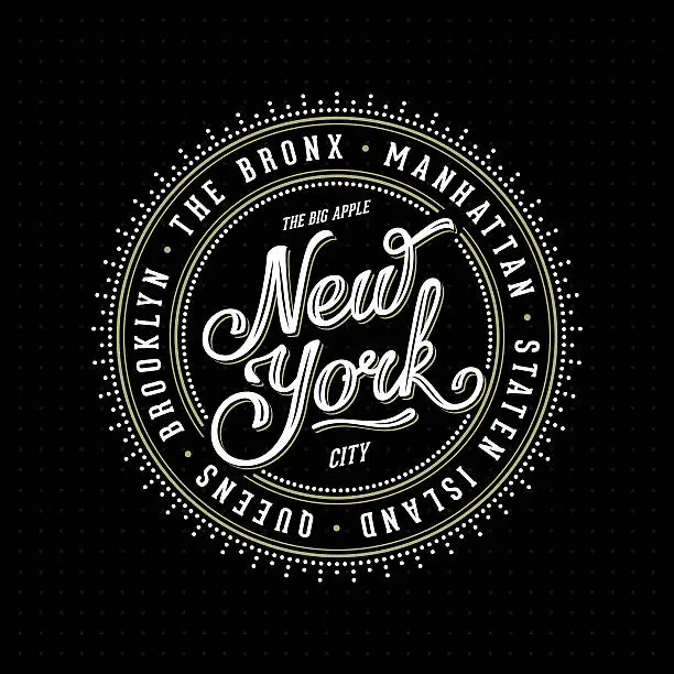 Vector illustration of New York Lettering Stamp Black