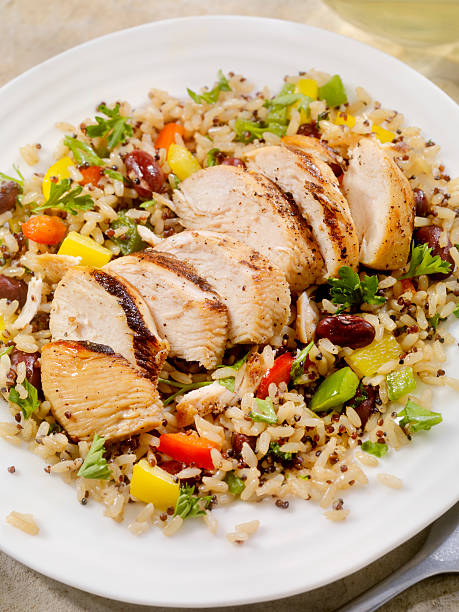 istock Grilled Chicken with Quinoa and Brown Rice Salad 505864352