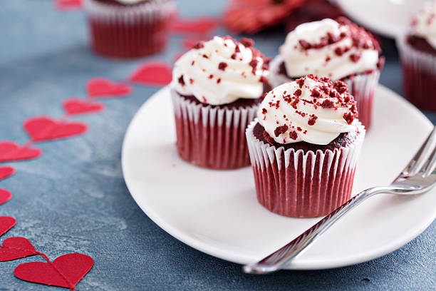 istock Red velvet cupcakes for Valentines day 505866212