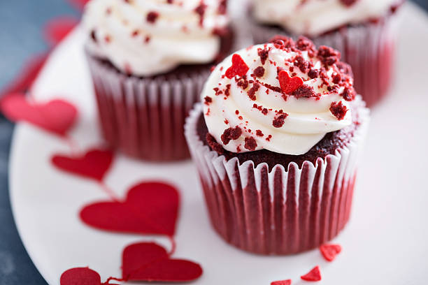 istock Red velvet cupcakes for Valentines day 505866270