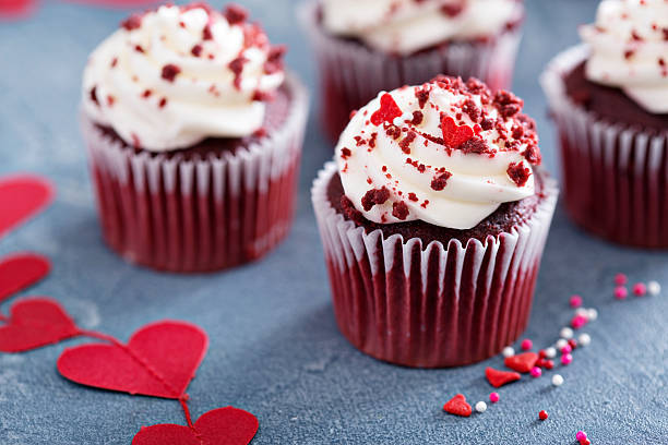 istock Red velvet cupcakes for Valentines day 505866304