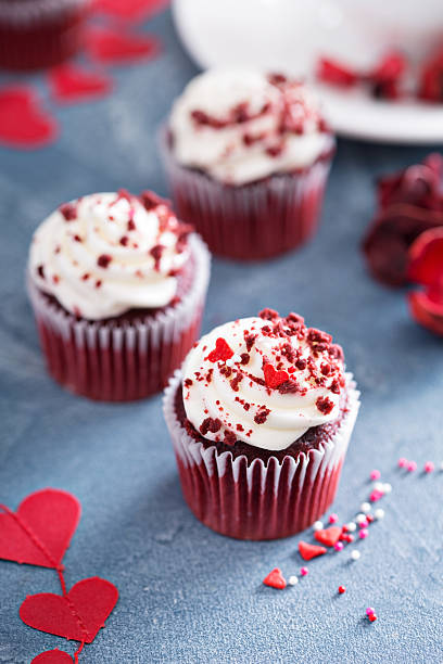 istock Red velvet cupcakes for Valentines day 505866334