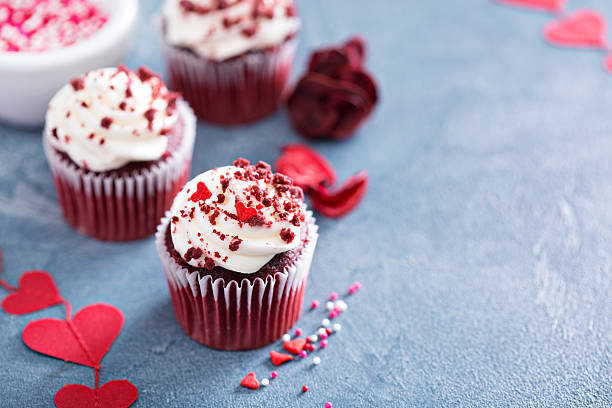 istock Red velvet cupcakes for Valentines day 505866398