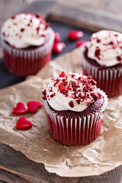 istock Red velvet cupcakes for Valentines day 505866670