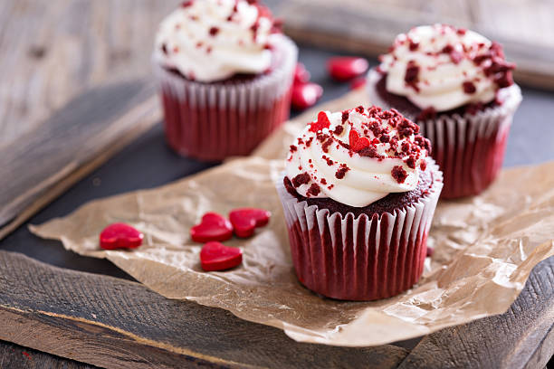 istock Red velvet cupcakes for Valentines day 505866686
