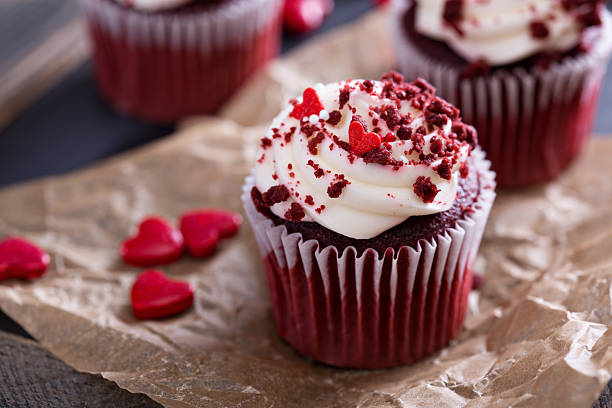 istock Red velvet cupcakes for Valentines day 505866706