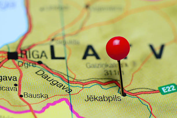 istock Jekabpils pinned on a map of Latvia 505867218