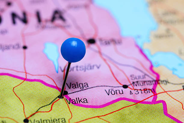 istock Valka pinned on a map of Latvia 505867390
