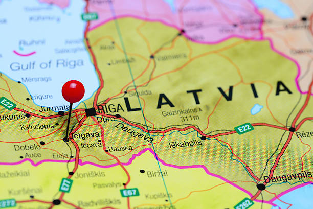 istock Jelgava pinned on a map of Latvia 505867872